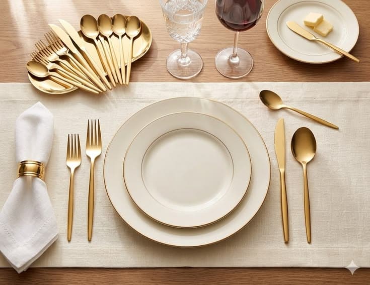 A beautiful arrangement of handmade pottery and crockery on a dark surface.